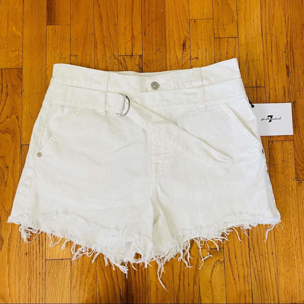 7 for All Mankind white denim shorts
